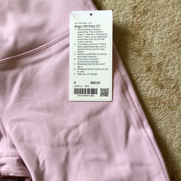 lululemon Align HR 31” leggings in PKPl sz 8 NWT - Picture 12 of 13